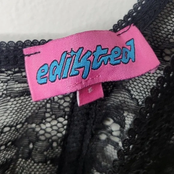 Edikted Rita Lace Corset Top Black y2k Whimsigoth Mall Goth Size Small - Picture 5 of 6